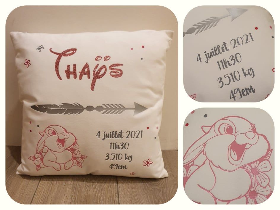 Coussin souvenirs de naissance - Lemelimelodemelo