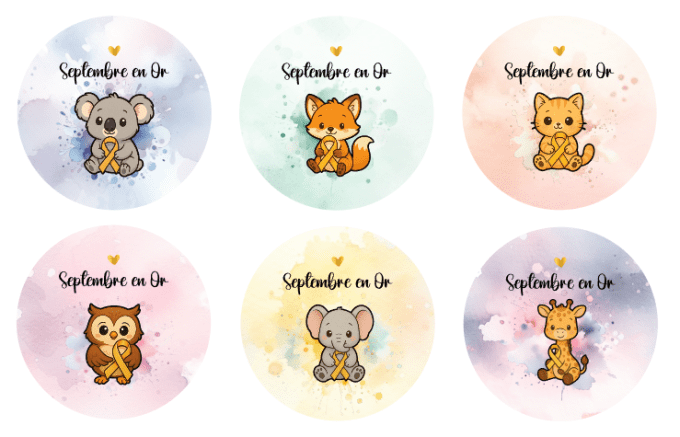 Lot de 6 Badges, Porte clés ou Magnets Les animaux