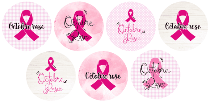 Lot de 7 Badges, Portes clés ou Magnets Motifs Simple