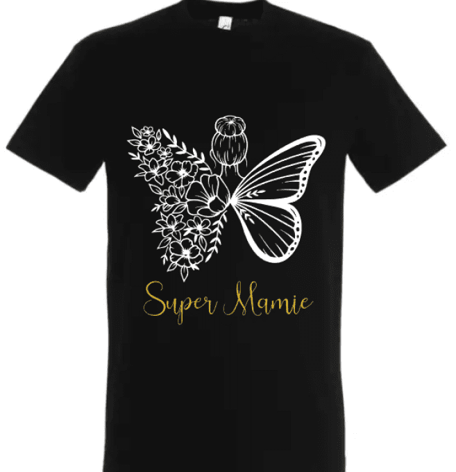 Tee-shirt Super Mamie femme papillon