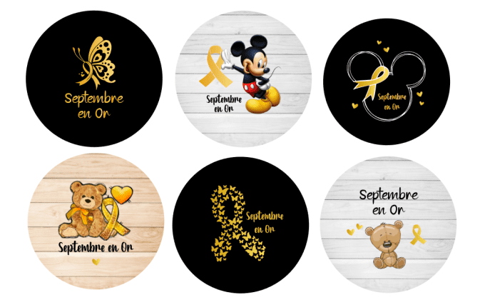 Lot de 6 Badges, Porte clés ou Magnets
