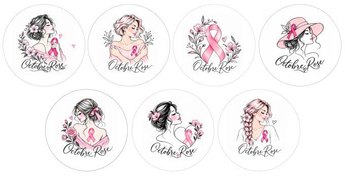 Lot de 7 Badges, Portes clés ou Magnets Les Minis