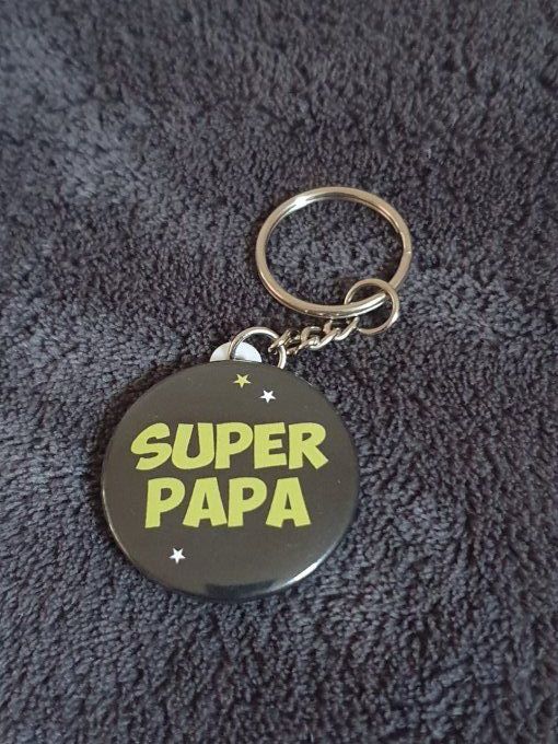 Porte clés Super Papa vert