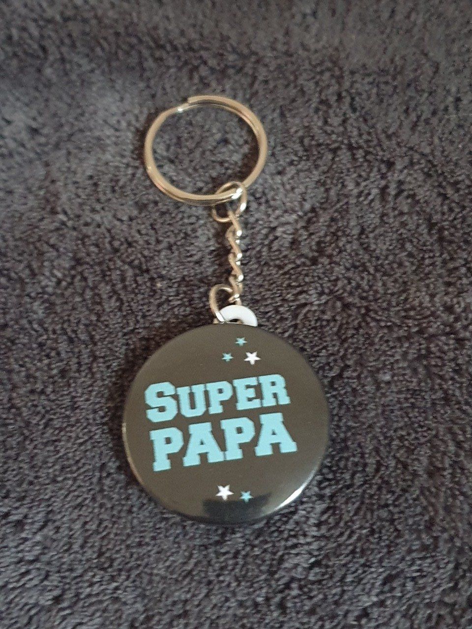 Porte clés Super Papa bleu