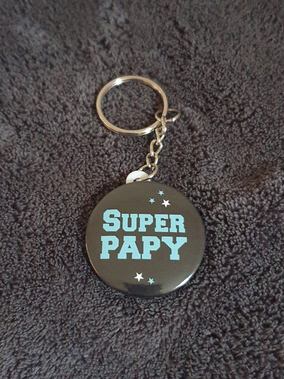 Porte clés Super Papy bleu
